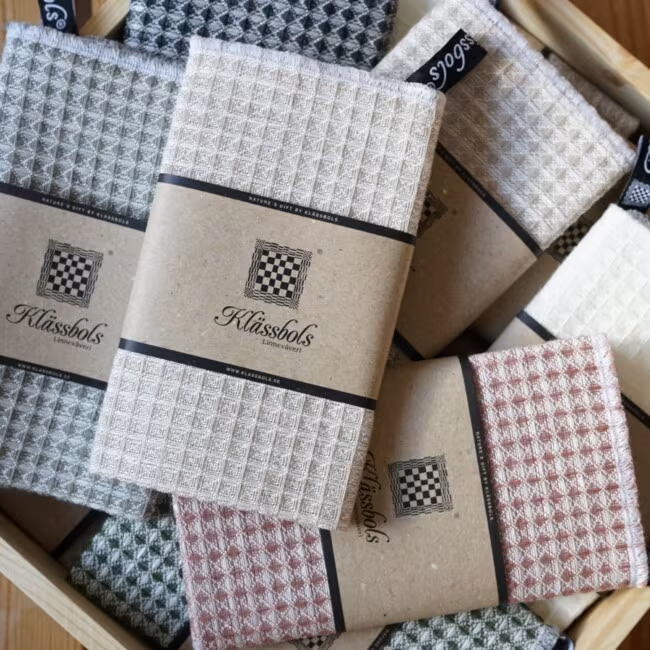 Dishcloths or tea towels gathered in a pile