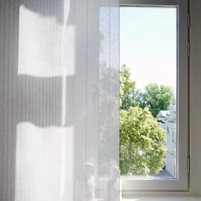Fjord curtain hung in the window