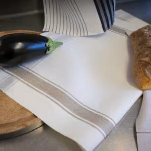 Allmoge kökshandduk linnehandduk Klässbols Linneväveri vit med oblekt inslag