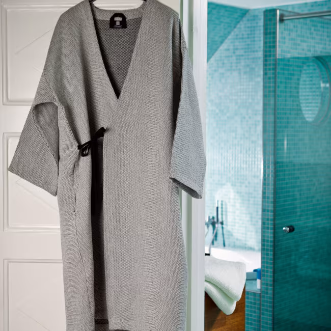 BADA Kimono 100% linen Klässbols Linneväveri Lena Bergström melange-