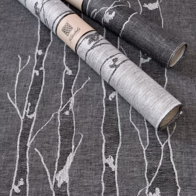 Björk runner 100% linen Klässbol&#39;s linen weavers Lena Hellström rat avig black