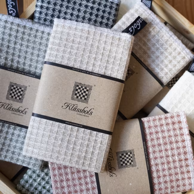 Dishcloths or tea towels gathered in a pile