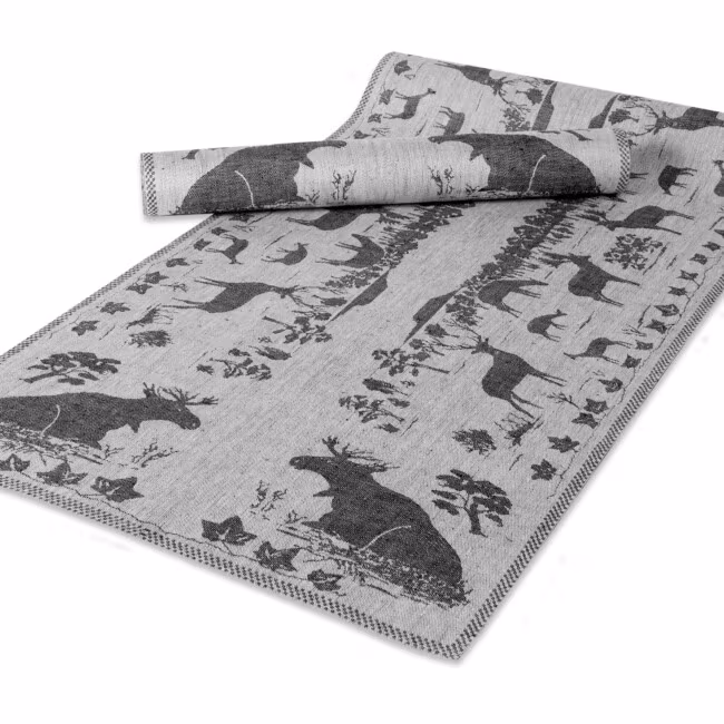 Djurgården linen runner Klässbols Linneväveri black
