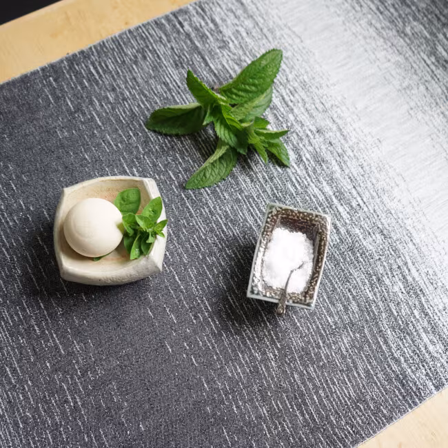 Fru Embla table runner in the color black, silver and unbleached - Klässbols Linneväveri design Margot Barolo