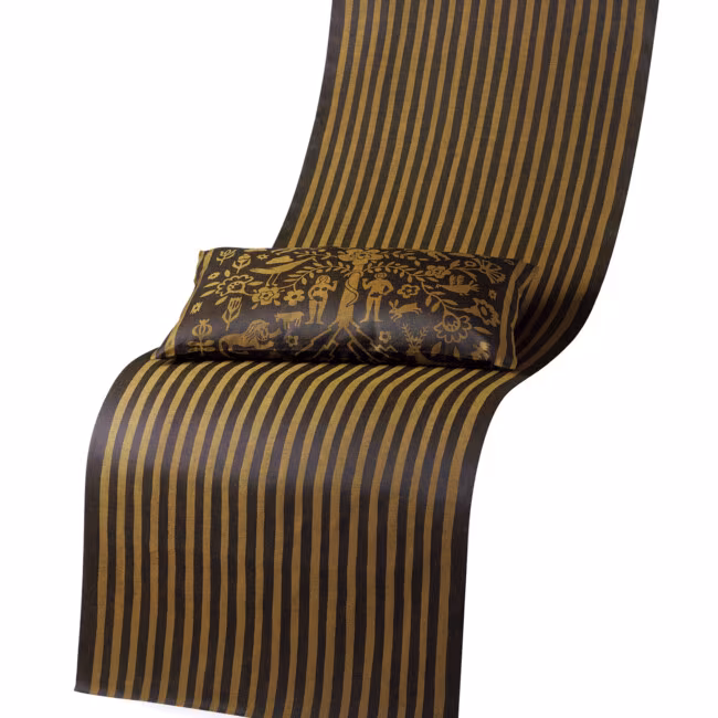 harmonica linen fabric textile by the meter bronze / black design Wanja Djanaieff