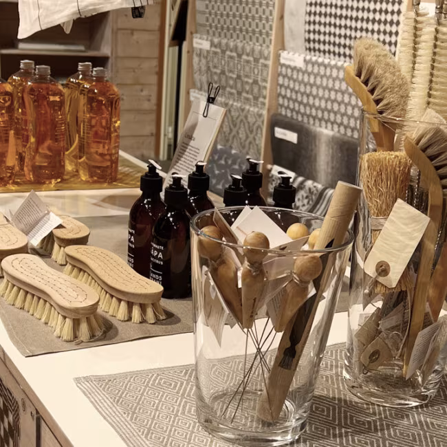 Bild im Fabrikladen von Iris Products und der Leinenfirma Wermlands