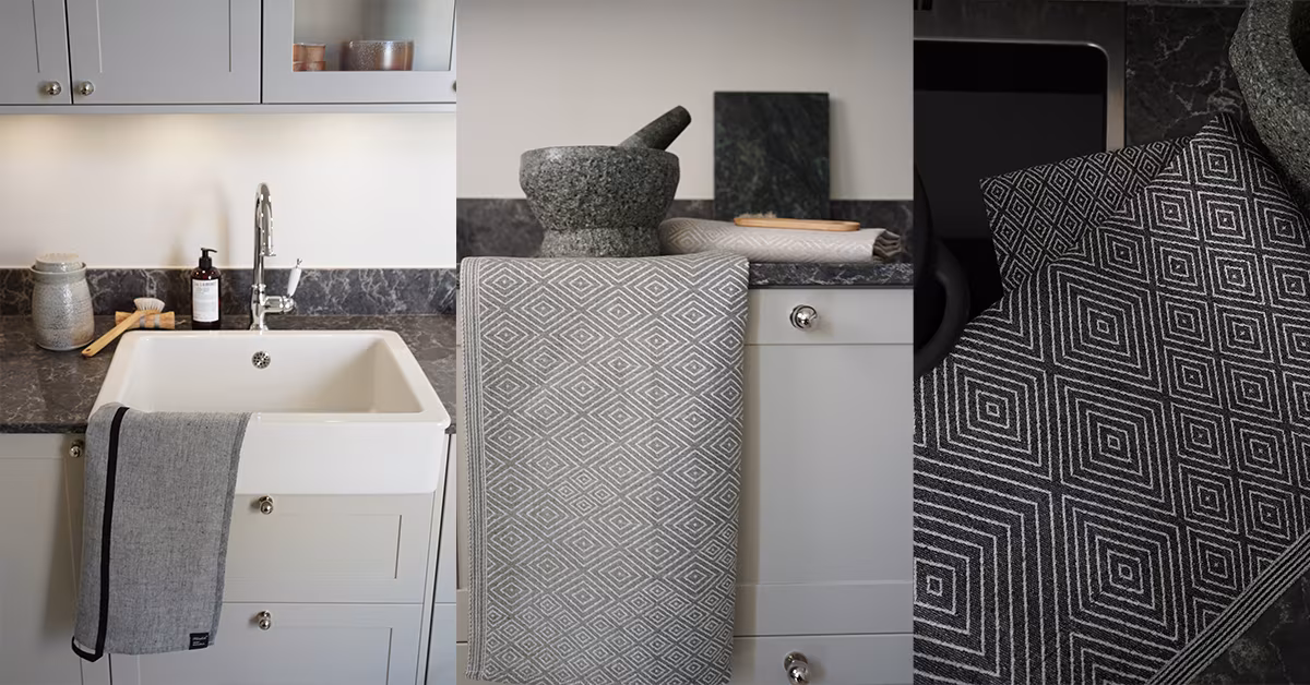 Linen towels in a kitchen environment
